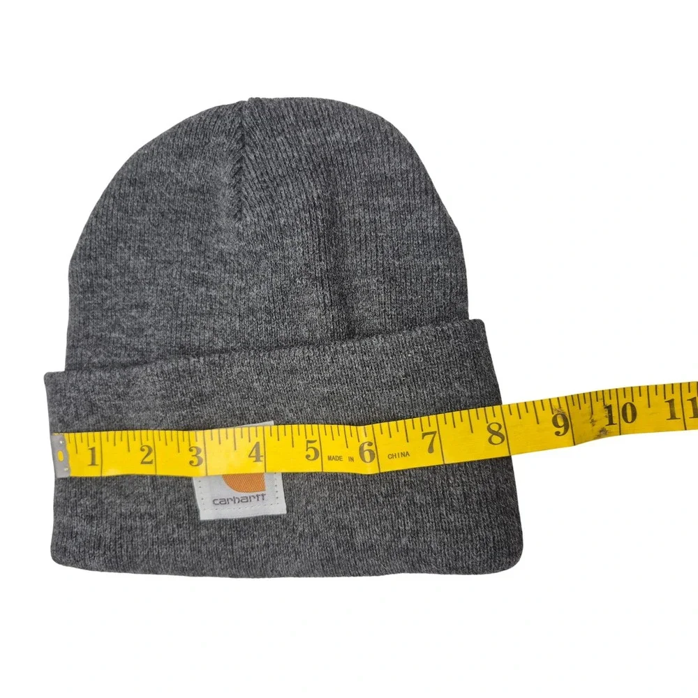 Carhartt Knit Beanie Hat Gray Cuffed Logo Patch‎ Men's